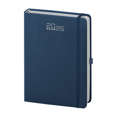 Agenda 2026 giornaliera con elastico e portapenna 15X21 blu