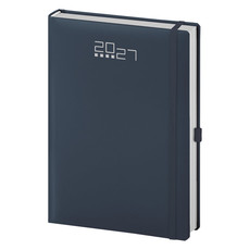 Agenda 2026 giornaliera con elastico e portapenna 15X21 blu