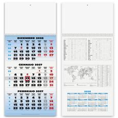 Calendario trittico 1 spirale 2027 blu dettaglio 1