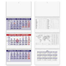 Calendario trittico 3 spirali 2027 blu dettaglio 1