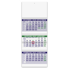 Calendario trittico 3 spirali 2027 verde