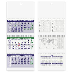 Calendario trittico 3 spirali 2027 verde dettaglio 1