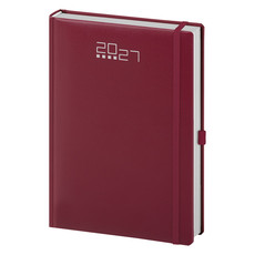 Agenda 2027 giornaliera con elastico e portapenna 15X21 bordeaux