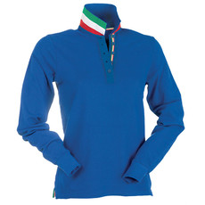 Polo piquet da donna a manica lunga, retro collo tricolore Long Nation Lady Payper
