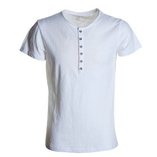 t-shirt manica corta a 6 bottoni slubby jersey bianco Unlimited Payper