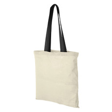 Borsa shopper in cotone con manici lunghi colorati personalizzabile