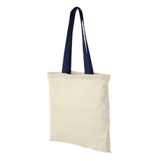 Borsa shopper in cotone con manici lunghi colorati personalizzabile