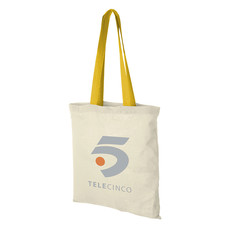 Borsa shopper in cotone con manici lunghi colorati personalizzabile