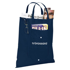 Shopper pieghevole in TNT con tasca frontale - colore Navy