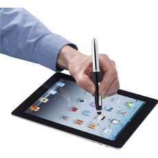 Penna touch con torcia led - colore Nero/Argento