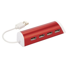 Hub USB 4 porte e supporto portacellulare in alluminio - colore Rosso
