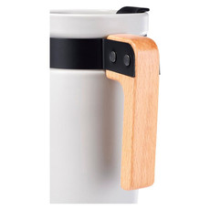 Tazza in ceramica con manico in legno - colore Bianco