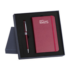 Parure agenda 2025 settimanale notes e penna bordeaux