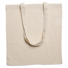 Shopper in cotone con manici lunghi colore beige
