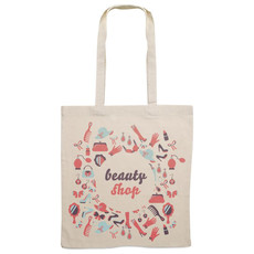 Shopper in cotone con manici lunghi colore beige