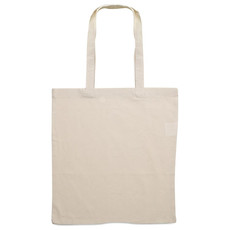 Shopper in cotone con manici lunghi colore beige