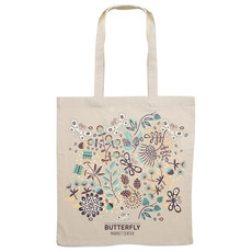 Shopper in cotone con manici lunghi colore beige