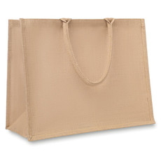 Shopper in juta con interno laminato trasparente colore beige MO8965-13