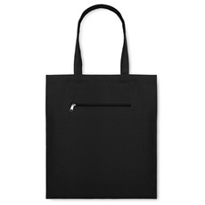 Shopper in tela con tasca frontale colore nero MO8608-03