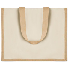 Shopperin in juta e canvas con interno laminato colore beige