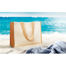 Shopperin in juta e canvas con interno laminato colore beige