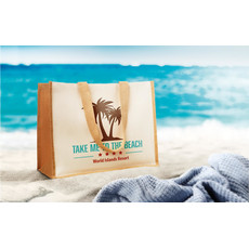 Shopperin in juta e canvas con interno laminato colore beige