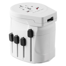 Adattatore da viaggio 3 poli con messa a terra colore bianco