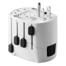 Adattatore da viaggio 3 poli con messa a terra colore bianco