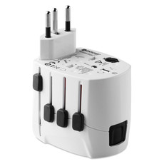 Adattatore da viaggio 3 poli con messa a terra colore bianco