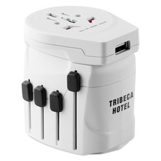 Adattatore da viaggio 3 poli con messa a terra colore bianco