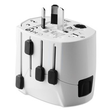 Adattatore da viaggio 3 poli con messa a terra colore bianco