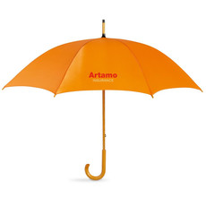 Ombrello da 23 pollici con manico in legno colore arancio