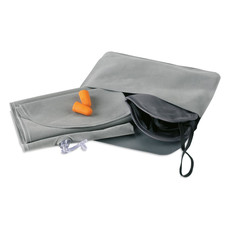 Set viaggio con cuscino maschera e tappi colore grigio