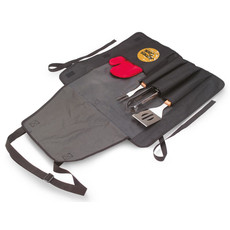 Grembiule con 3 utensili con guanto barbecue colore nero