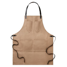 Grembiule rifinito in pelle con 3 tasche colore taupe MO9237-67