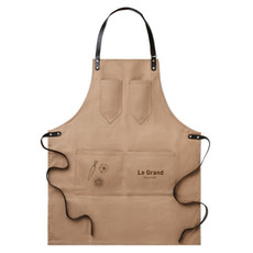 Grembiule rifinito in pelle con 3 tasche colore taupe