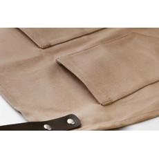 Grembiule rifinito in pelle con 3 tasche colore taupe