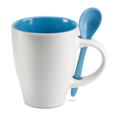 Tazza bicolore da 200ml con cucchiaino abbinato colore blu MO7344-04