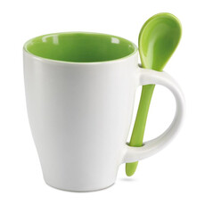 Tazza bicolore da 200ml con cucchiaino abbinato colore verde MO7344-09