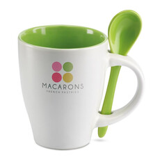 Tazza bicolore da 200ml con cucchiaino abbinato colore verde