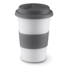 Tazza take away con coperchio e anello protettivo in silicone colore grigio MO7683-07