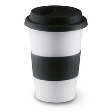 Tazza take away con coperchio e anello protettivo in silicone colore nero MO7683-03