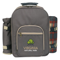 Zaino picnic per 4 persone con plaid e utensili colore marrone