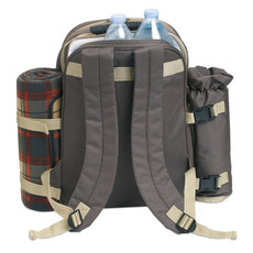 Zaino picnic per 4 persone con plaid e utensili colore marrone