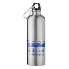 Borraccia in alluminio con moschettone colore argento opaco