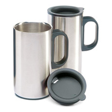 Bottiglia termica con doppia parete isolante e 2 tazze colore nero