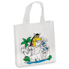 Mini borsa shopper da colorare con 5 pennarelli colore bianco