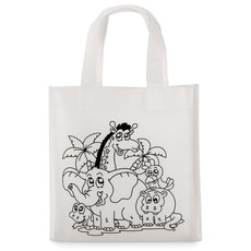 Mini borsa shopper da colorare con 5 pennarelli colore bianco