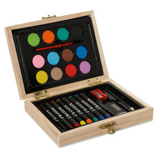 Mini set pittura in confezione di legno colore legno
