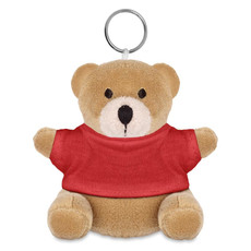 Orsetto peluche con portachiavi e T-Shirt colore rosso MO8253-05